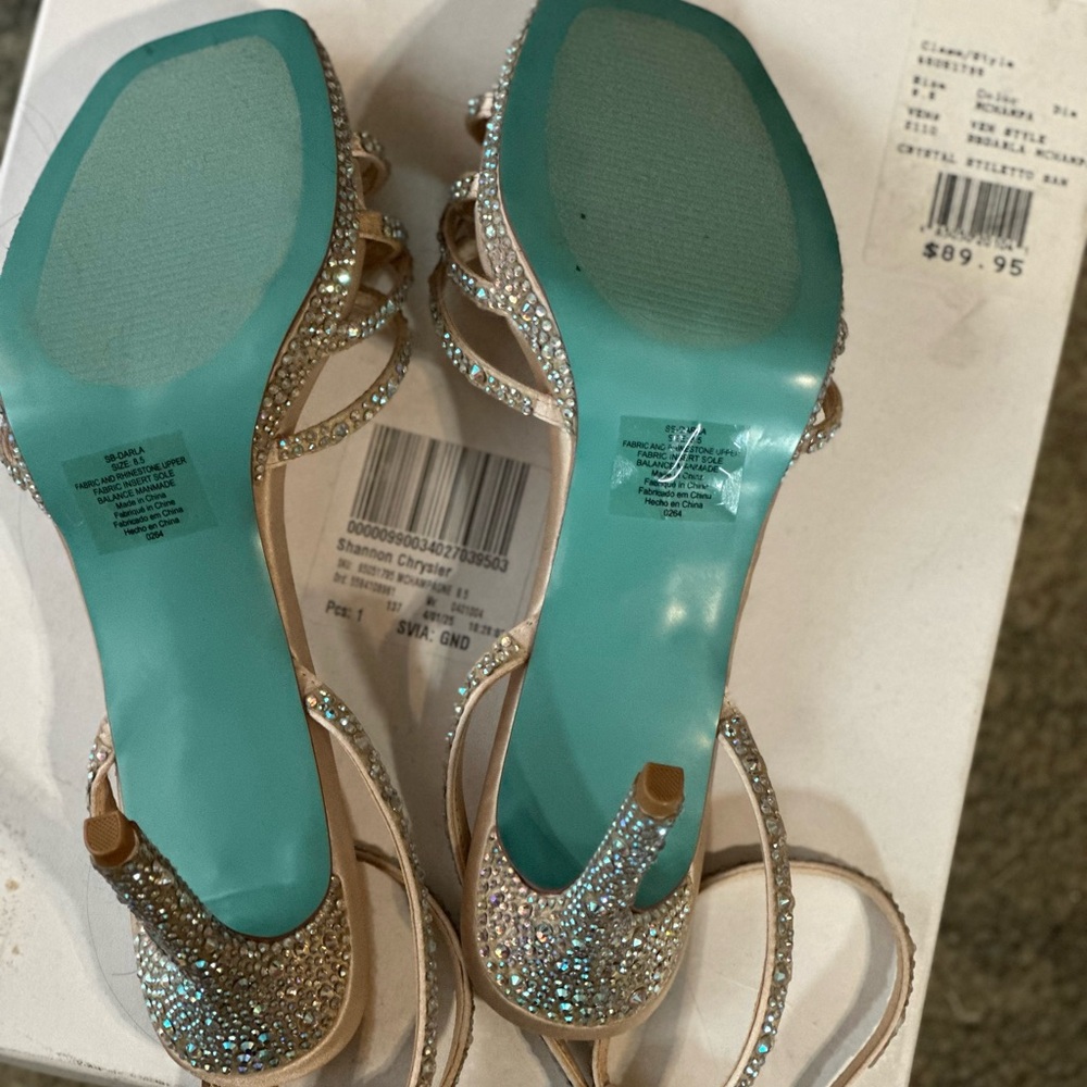 Women’s Teal-Soled Crystal Strappy Heels